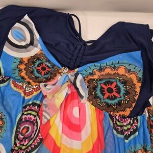 Womens Swimsuit Top With Sheer Overlay,‎ Blue SIZE XXL